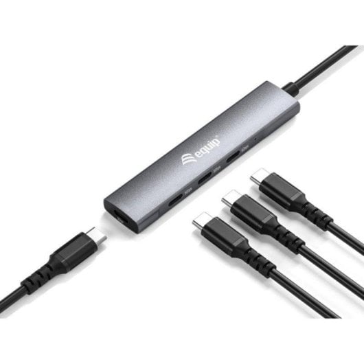 Hub USB-C Equip 128963 4 Portas Alumínio 5Gbps Cabo 0.15m Preto/Prata