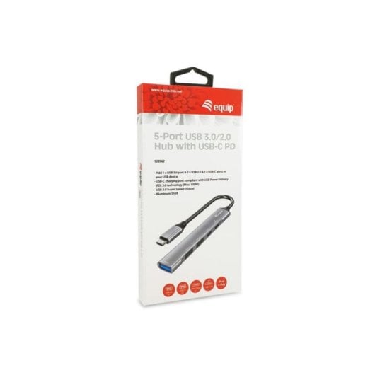 Equip 128962 Hub USB-C com 5x Portas e Power Delivery 3.0 100W Alumínio Prateado
