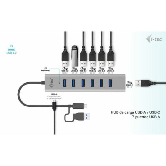 I-Tec C31HUBMETAL703 Hub USB-C/USB-A 5Gbps Carga Ativa 0,3m Metal Cinzento