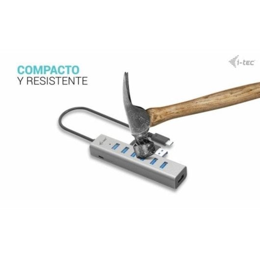 Hub USB i-tec 7 Puertos Metal USB-C/USB-A 5 Gbps Carga Activa Gris