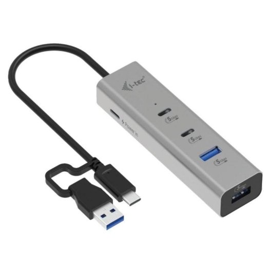 USB-Hub I-Tec Metal Universal 4 Ports 2x USB-C 2x USB-A Power Delivery 85W Silber