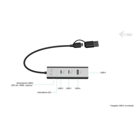 USB-Hub I-Tec Metal Universal 4 Ports 2x USB-C 2x USB-A Power Delivery 85W Silber