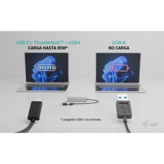 I-Tec CAHUBMETAL2A2CPD Hub Universal 4 Portas 2x USB-C + 2x USB-A com Power Delivery 85W Metal Prateado