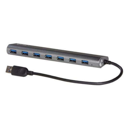 Hub USB 3.0 i-tec Metal 7 Puertos 5Gbps Plata Alimentación Externa Plug & Play