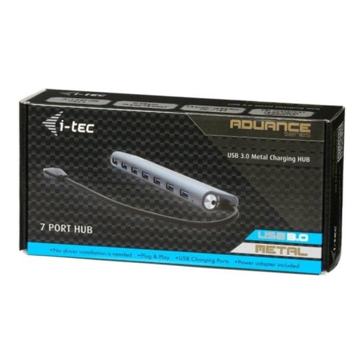 Hub USB 3.0 i-tec Metal 7 Puertos 5Gbps Plata Alimentación Externa Plug & Play