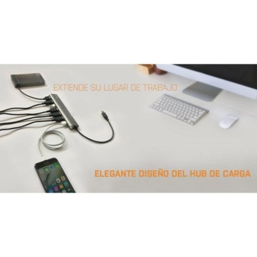 Hub USB 3.0 i-tec Metal 7 Puertos 5Gbps Plata Alimentación Externa Plug & Play