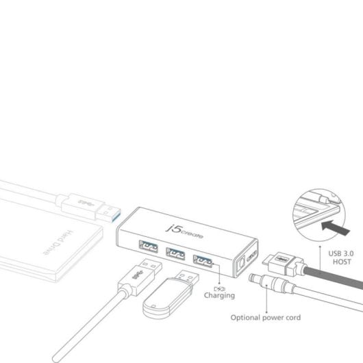 Hub USB 3.0 j5create JUH340 4 Puertos, Aluminio, 5Gbps, Alimentación Externa, Negro