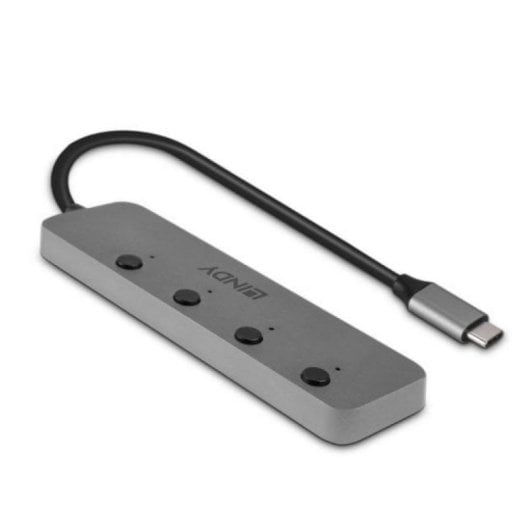 Hub USB Lindy 43383 4 Puertos USB 3.2 Gen 1 Type-C Gris Aluminio 5000 Mbit/s