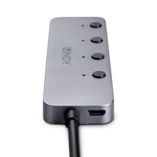 Hub USB Lindy 43383 4 Puertos USB 3.2 Gen 1 Type-C Gris Aluminio 5000 Mbit/s