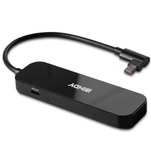 Hub USB Lindy 43334 4 Puertos USB 3.2 Gen 2 Type-C/Type-A 100W Negro ABS/Aluminio