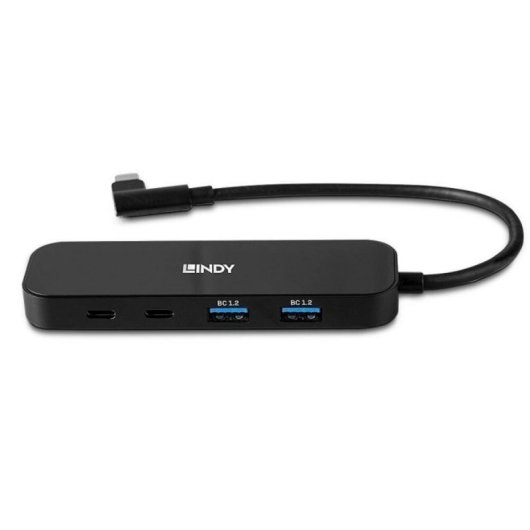 Hub USB Lindy 43334 4 Puertos USB 3.2 Gen 2 Type-C/Type-A 100W Negro ABS/Aluminio