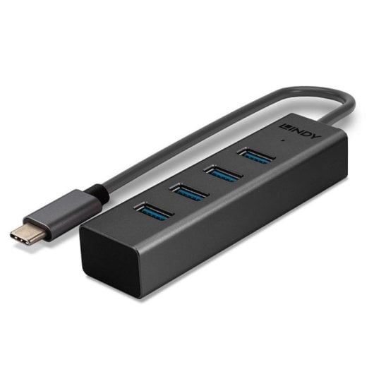 USB 3.2 Gen 1 Lindy 43325 Type-C Type-A 4Ports 5000 Mbit/s Gris Aluminium