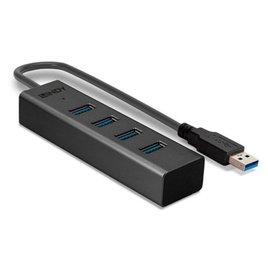 Lindy 43324 Hub USB 4 Portas USB 3.2 Gen1 5Gbps Alumínio/Plástico Preto