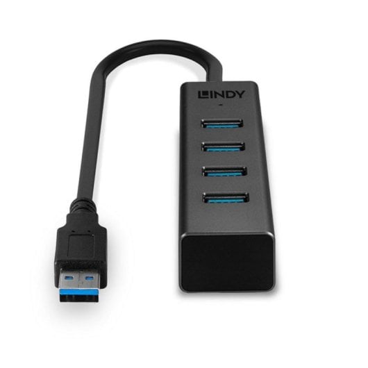 Lindy 43324 Hub USB 4 Portas USB 3.2 Gen1 5Gbps Alumínio/Plástico Preto