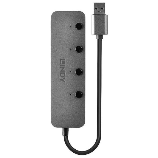 Hub USB Lindy 43309 4 Puertos USB 3.2 Gen 1 Aluminio ABS Gris 5Gbps