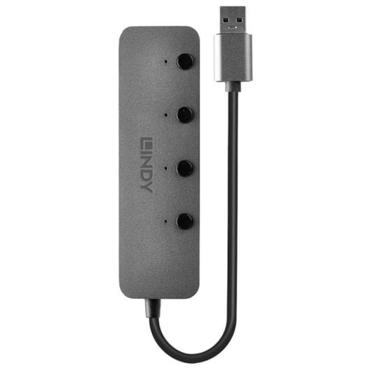 Hub USB Lindy 43309 4 Puertos USB 3.2 Gen 1 Aluminio ABS Gris 5Gbps