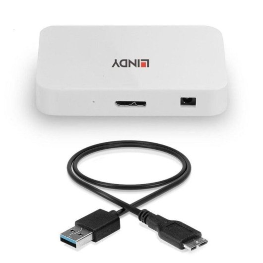 Hub USB Lindy 43143 4 Puertos USB 3.2 Gen 1 5000 Mbit/s Blanco