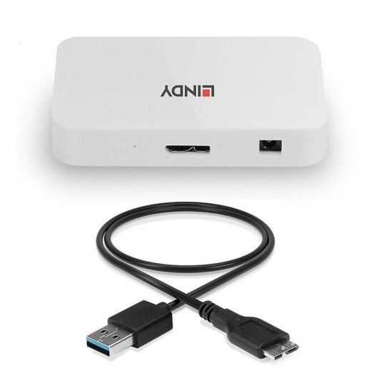 Hub USB Lindy 43143 4 Puertos USB 3.2 Gen 1 5000 Mbit/s Blanco