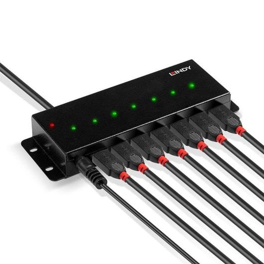 Hub USB Lindy 42794 7 Puertos USB 2.0 Metal Alimentación Externa
