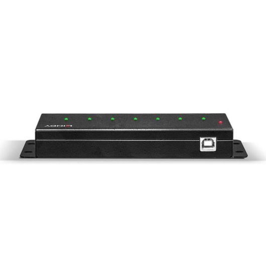 Hub USB Lindy 42794 7 Puertos USB 2.0 Metal Alimentación Externa 3.2A Cable 1.8m