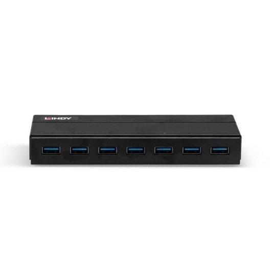 Hub USB Lindy 43228 7 Puertos USB 3.2 Gen 1 Type-A Alimentación USB Carcasa Plástico Negro