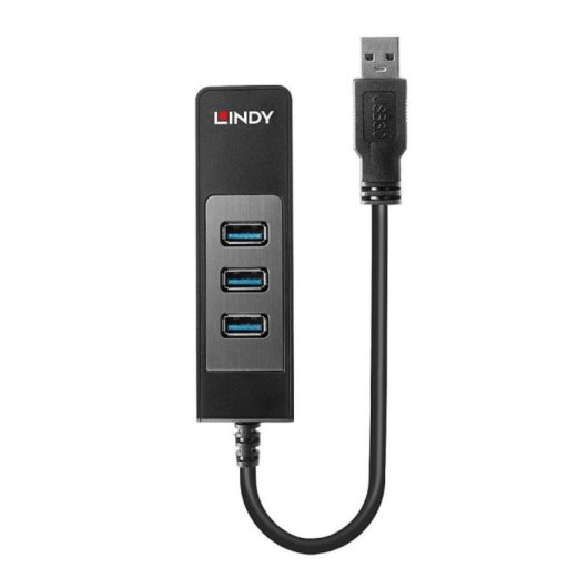 USB 3.2 Gen 1 Type-A Hub mit Gigabit Ethernet 5000 Mbit/s Schwarz Plastik 0,29 m Kabel