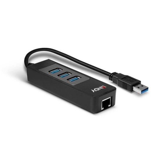 USB 3.2 Gen 1 Type-A Hub mit Gigabit Ethernet 5000 Mbit/s Schwarz Plastik 0,29 m Kabel