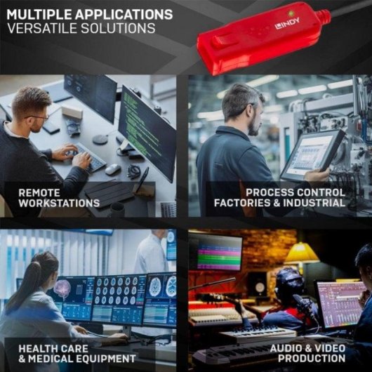 Hub USB Lindy 42783 4 Puertos USB 2.0 12 m Negro Plug and Play