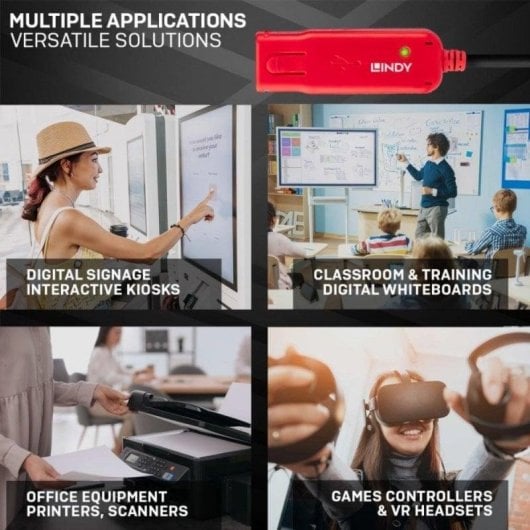 Hub USB Lindy 42783 4 Puertos USB 2.0 12 m Negro Plug and Play