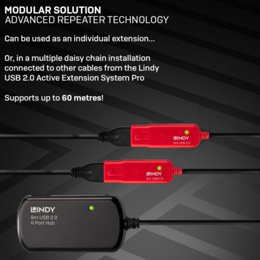 Hub USB Lindy 42781 4 porte 480 Mbit/s 8 metri USB 2.0/1.1 Hub USB Lindy 42781 4 porte 480 Mbit/s 8 metri USB 2.0/1.1