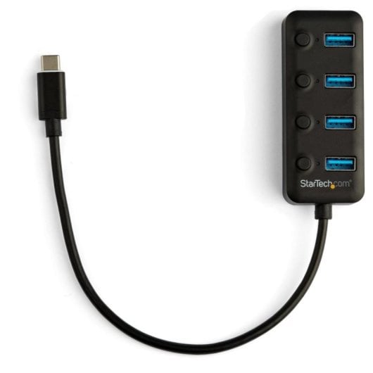 Concentrador USB-C StarTech 4 Portas USB 3.2 Gen 1 Com Interruptores Independentes Concentrador USB-C StarTech 4 Portas USB 3.2 Gen 1 Com Interruptores Independentes