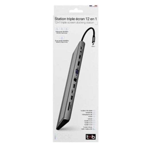 Hub USB Tipo C T'nB DSMST12V2 12 Porte 5000 Mbit/s 4K 60Hz Alluminio