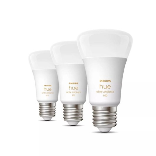 Bombilla Inteligente Philips Hue White Ambiance E27 A60 LED 806lm Bluetooth Pack 3 Unidades