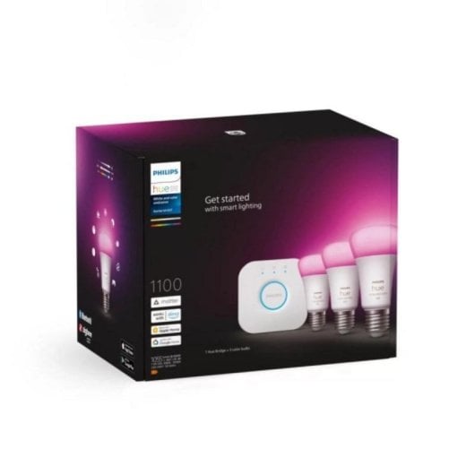 Kit Illuminazione Intelligente Philips Hue White and Color Ambiance 3 Lampadine E27 LED Integrato