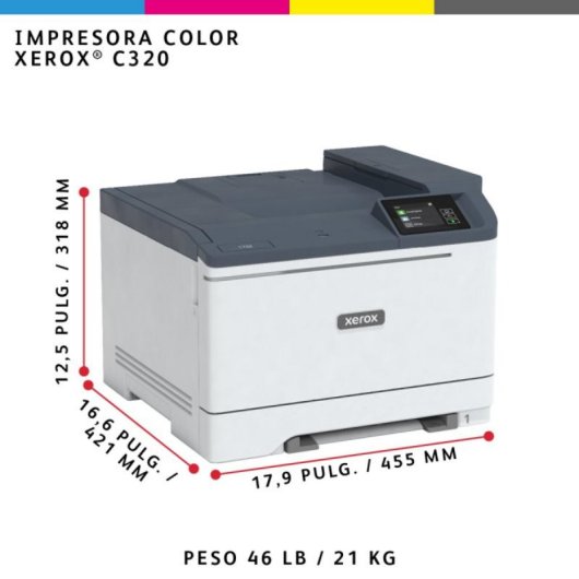 Xerox C320 Impressora Laser a Cores WiFi Duplex 35ppm A4 4800x4800DPI com 3 Bandejas e Ecrã Tátil