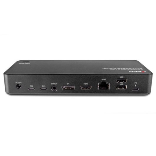Switch KVM Lindy 43202 2 PCs HDMI 4K Ultra HD DisplayPort USB-C RJ-45 Negro