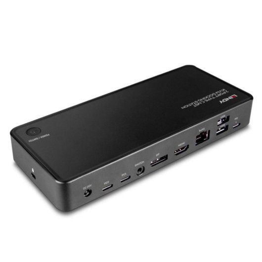 Switch KVM Lindy 43202 2 PCs HDMI 4K Ultra HD DisplayPort USB-C RJ-45 Negro