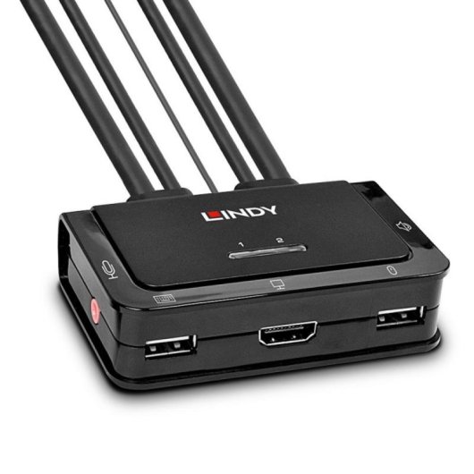 KVM Switch Lindy 42345 HDMI 4K Ultra HD 2 Puertos USB Montaje Rack Negro