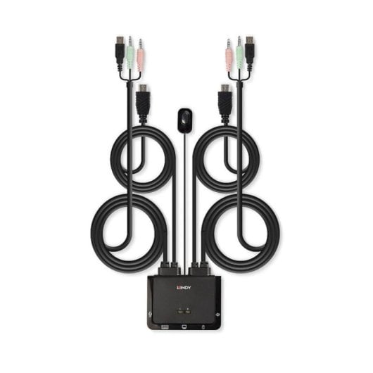 KVM Switch Lindy 42345 HDMI 4K Ultra HD 2 Puertos USB Montaje Rack Negro