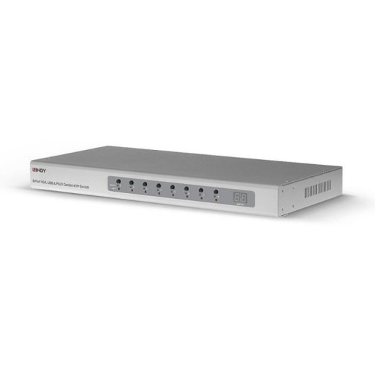 KVM Switch Lindy 39526 VGA Full HD 2048x1536 8 Portas Console USB Prata 1U Rack