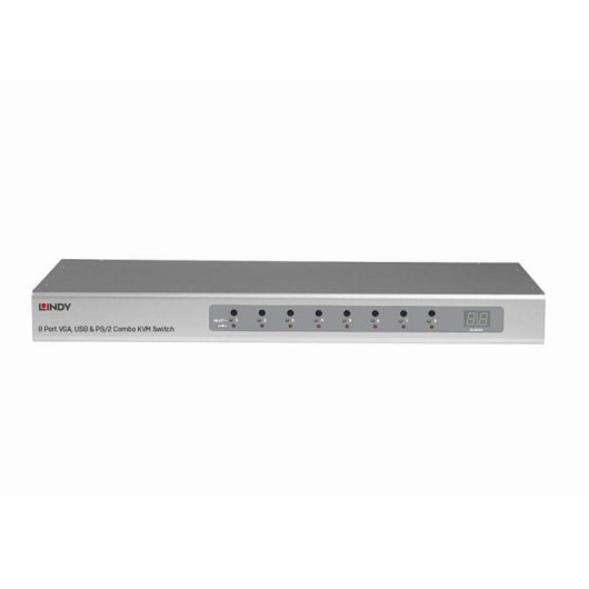 KVM Switch Lindy 39526 VGA Full HD 2048x1536 8 Portas Console USB Prata 1U Rack