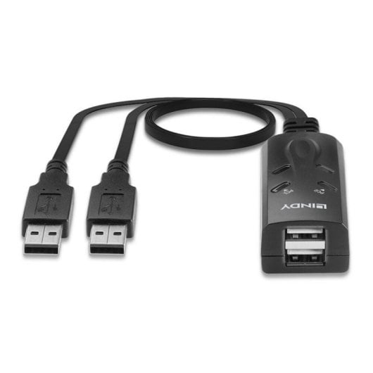 KVM Switch USB 2.0 Lindy 32165 Schwarz 2 Computer, 3 USB-Ports, LED-Anzeige, 1,1 m Kabel