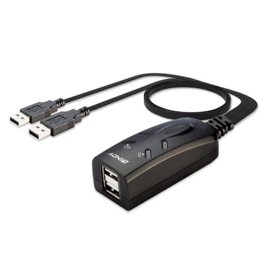 KVM Switch USB 2.0 Lindy 32165 Schwarz 2 Computer, 3 USB-Ports, LED-Anzeige, 1,1 m Kabel