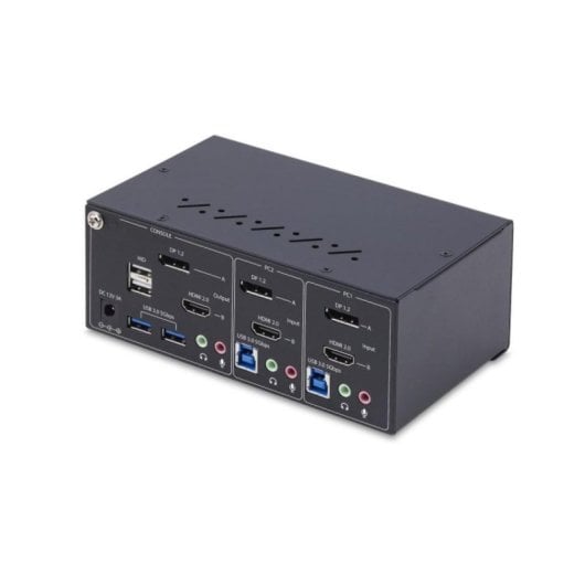 Switch KVM StarTech 2 Puertos DisplayPort HDMI 4K 60Hz USB Hub 5Gbps Audio Negro