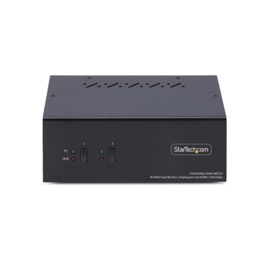 Switch KVM StarTech 2 Puertos DisplayPort HDMI 4K 60Hz USB Hub 5Gbps Audio Negro
