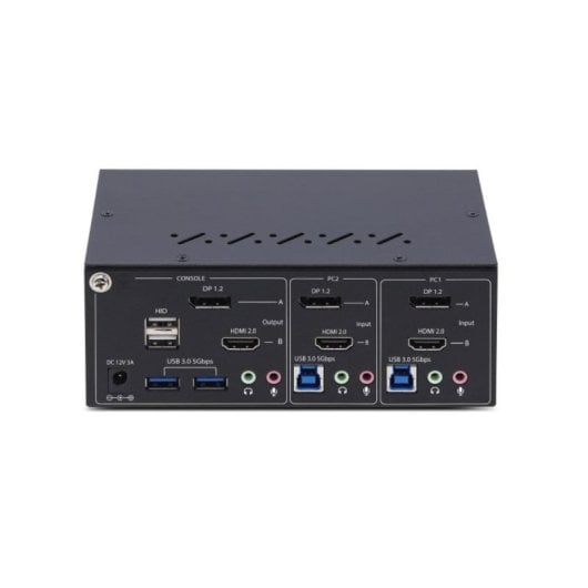 Switch KVM StarTech 2 Puertos DisplayPort HDMI 4K 60Hz USB Hub 5Gbps Audio Negro