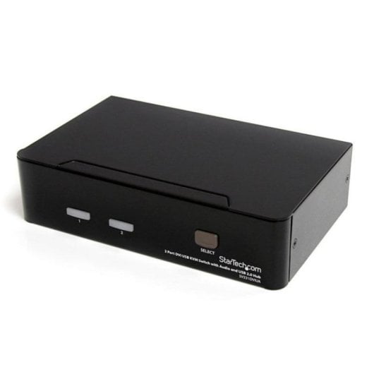 Conmutador KVM StarTech SV231DVIUA 2 Puertos USB DVI-I Full HD Audio Hub USB 2.0 Negro