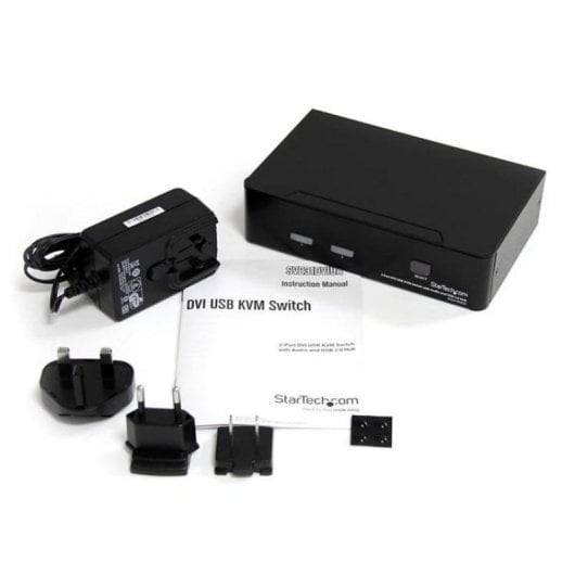 Conmutador KVM StarTech SV231DVIUA 2 Puertos USB DVI-I Full HD Audio Hub USB 2.0 Negro
