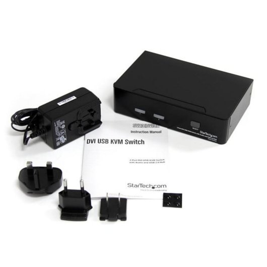 Conmutador KVM StarTech SV231DVIUA 2 Puertos USB DVI-I Full HD Audio Hub USB 2.0 Negro