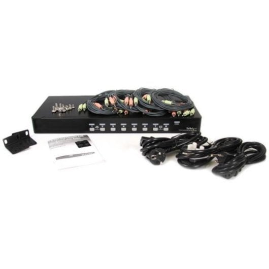 Conmutador KVM StarTech SV831DUSBAU 8 Puertos USB VGA 1U Rack Audio OSD Negro